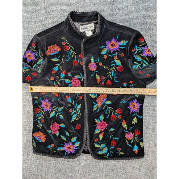 Vintage Y2K Velvet Floral Embroidered Jacket Women's Medium Whimsigoth Boho AOP - Picture 3 of 8
